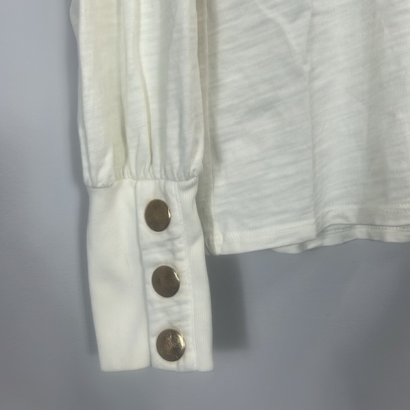 Nation Ltd Kiana off white long sleeves top with gold buttons small - Picture 3 of 5